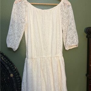 HeartSoul Cream Lace Long Sleeve Dress